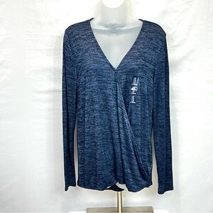 Gap Women’s Gothic Faux Wrap Pullover Sweater Navy Blue Size M